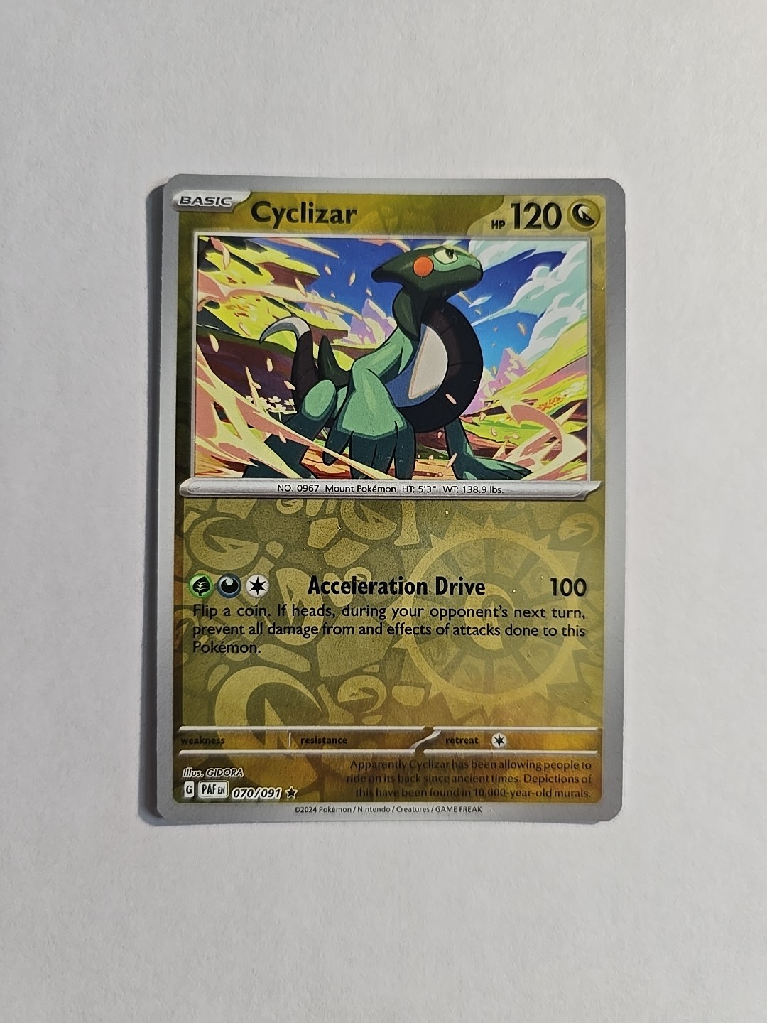 Pokemon Paldean Fates Cyclizar Reverse Holo Rare Card 070/091 NM