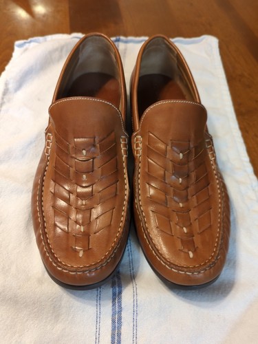 Johnton & Murphy Brown Woven Leather Loafers Men's size 10 Medium - Picture 2 of 21