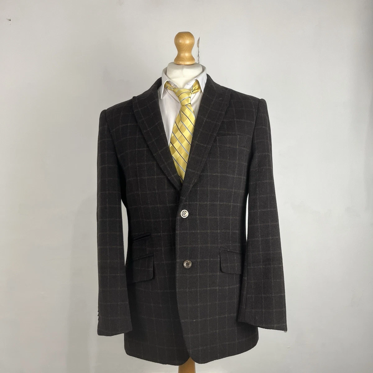 Veste Blazer Homme William Hunt Laine – Taille 38 Marron Carreaux – Occasion