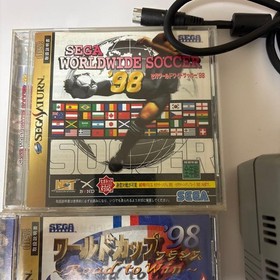Sega Saturn Console Set With 3 Sports Games Controllers Tested JP