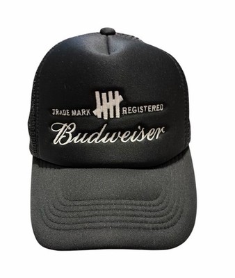 Undefeated x Budweiser 5 Strikes Trucker Hat Baseball Cap Black Mesh OSFA RARE