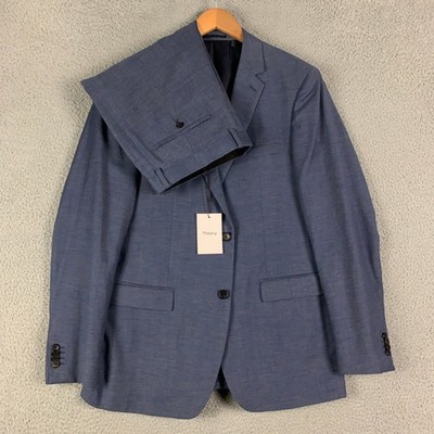 THEORY Two-Piece Suit Men's 44R Blue Wellar/Marlo 2PC Wool Cotton Pants 36 NWT