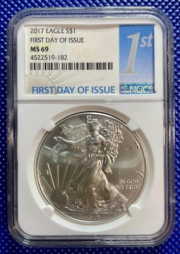 2017 ~ Silver Eagle S$1 ~ NGC MS69 ~ FIRST DAY OF ISSUE ~ #4522519-182