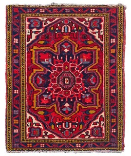 Genuine Hand Knotted Vintage Tribal Hareez Wool Area Rug 3.4 x 2.6 Ft