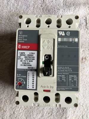 37 Westinghouse HMCP007C0C  7A 3P 600V Style 6630C87G05 Bulk Buy, At $25/=$925