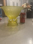 Steuben Vasoline Glass Pedestal Compote
