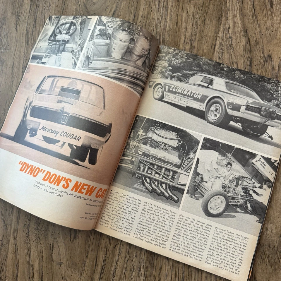 September 1968 Vintage Hot Rod Magazine Muscle Car Mercury Cougar V8 Corvair - Image 3 of 3