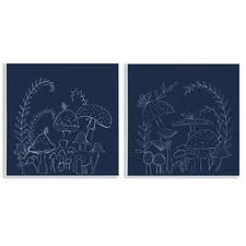 Minimal Happy Garden 2 pc Wall Plaque Art Set Design by Lucille Price, 12 x 12