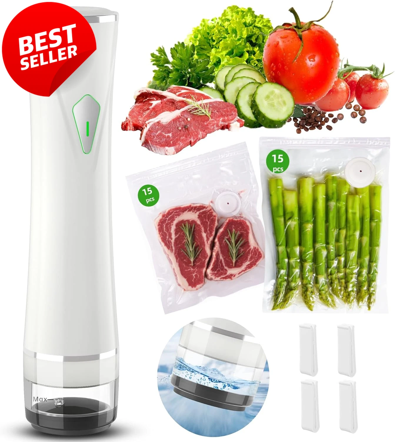 Handheld Vacuum Sealer Machine 30 Reusable Bags Food Portable - US