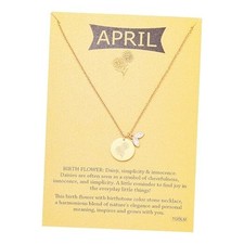 14k Gold Plated Birth Month Flower Birthstone Pendant Necklace, Floral 4-Daisy