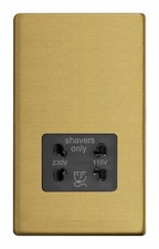 Varilight XDBSSBS Screwless Brushed Brass Dual Voltage Shaver Socket 230V/115V