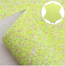 Super Chunky Glitter FAUX LEATHER ROLL 12" x 55" FULL ROLL Fluorescent Yellow