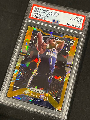 2019 Panini Prizm ZION WILLIAMSON orange cracked ice rookie psa 10
