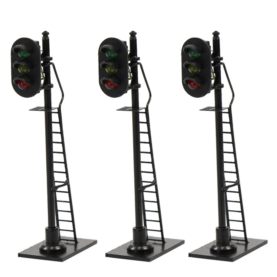 3pcs Model Trains HO Scale 1:87 Traffic Block Signal 3-LEDs Green Yellow Red - Image 2 of 4