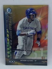 2017 Bowman Chrome Anthony Alford Blue Jays Scouts Top 100 SP Gold 6/50