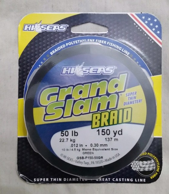 HiSeas Grand Slam Braided Spectra Fishing Line 50lb 150yd Green eBay