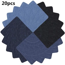 4 Colors DIY Iron on Denim Fabric Patches for Clothing Jeans Repair Kit（20pcs ）