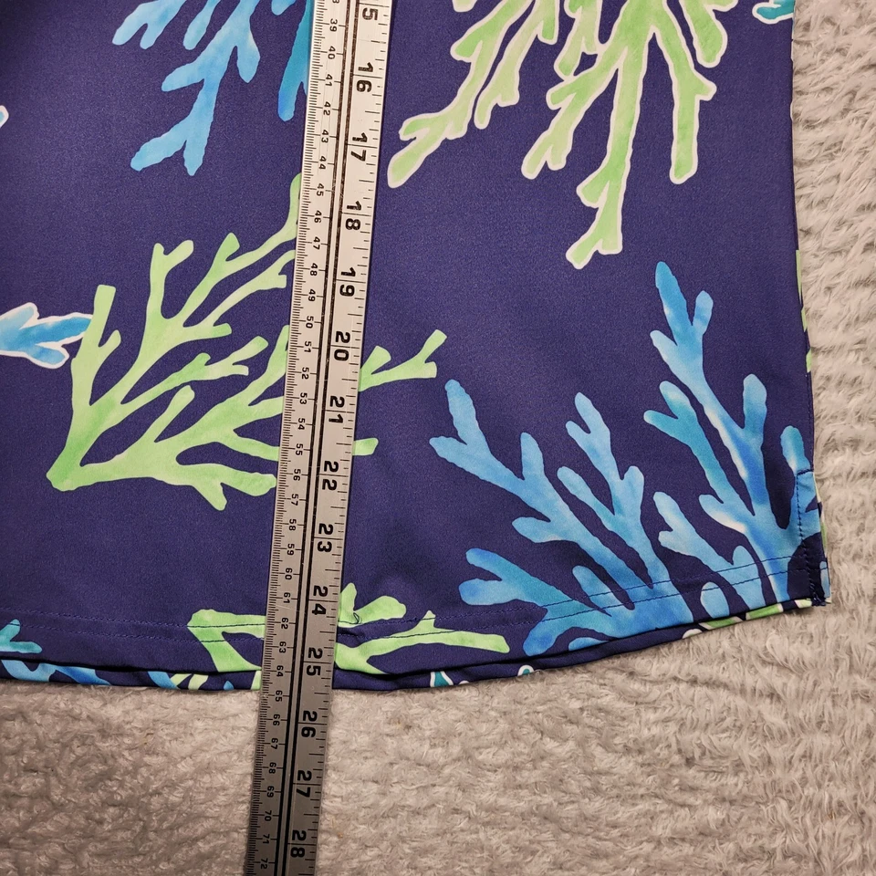 Camisa de golf Ana Clare Active para mujer grande azul estampado coral cuello en V sin mangas Foto 4 de 4