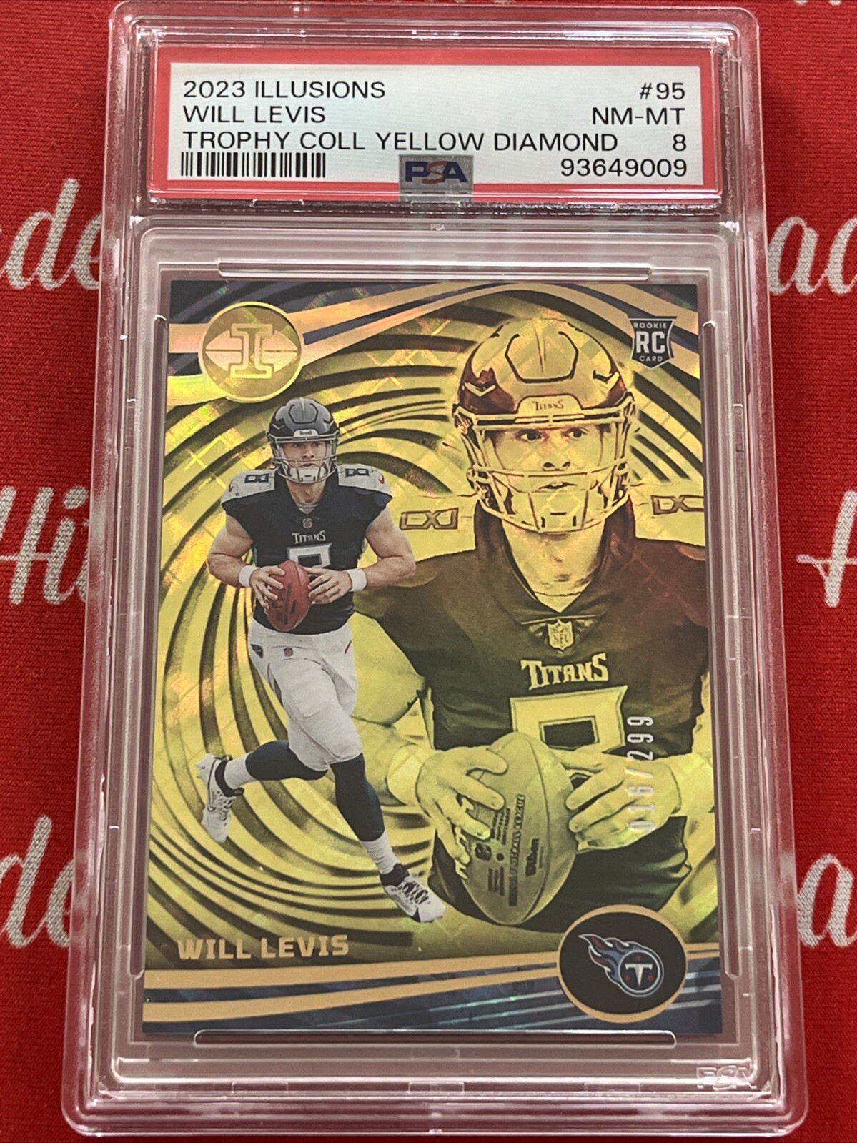 2023 Panini Illusions - Yellow Diamond #95 Will Levis /299 (RC) PSA 8