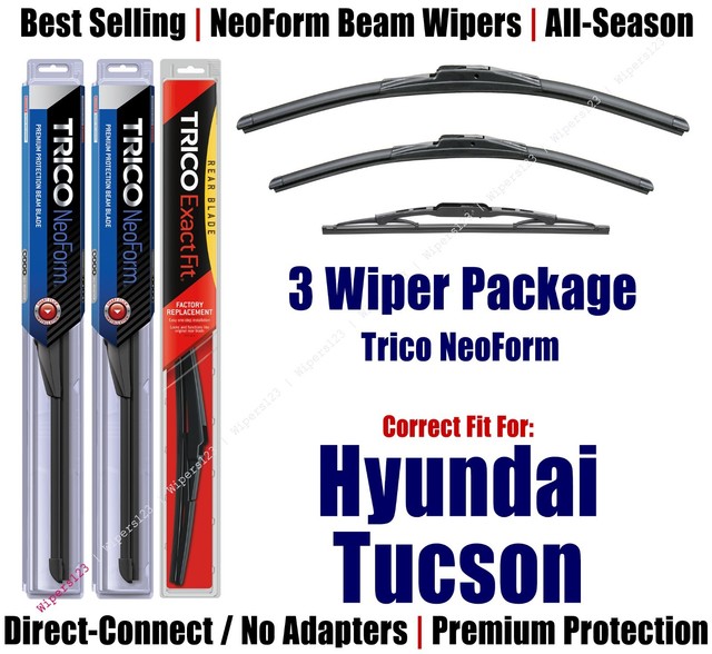 3Pack NeoForm Wipers Front+Rear fits 20052009 Hyundai Tucson 16240