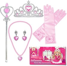 Princess Dress Up Costume Accessories Elsa Set For Princess Cosplay Gloves Pink