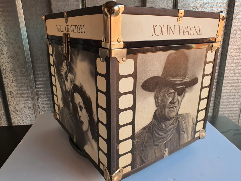 Storage Trunk Movie Room, CD, Tapes, Wooden Storage Box Cube Trunk Vintage Look - Image 3 of 4