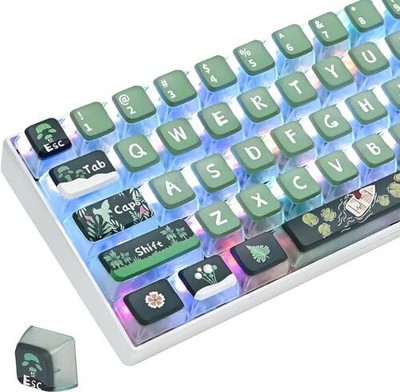 Green Pudding Keycaps PBT Translucent Keycap 118 Key ASA Profile Keycaps 60 P...