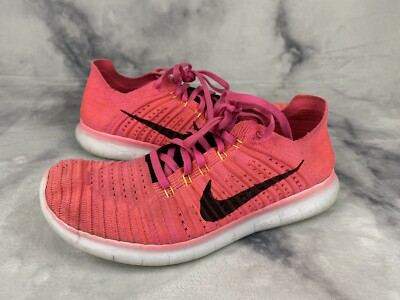 Nike Free RN Flyknit Pink Black Running Shoes Sneakers 831070-600 Women  Size