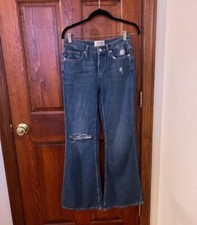 FREE PEOPLE We the Free High Rise Vintage Distressed Flare Jeans NWOT Size 26