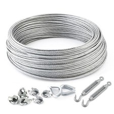 DRAHTSEIL SET Stahlseil verzinkt 3mm - 8mm Draht Seil Klemmen 5m - 100m