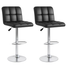 Bar Stools Set of 2 Counter Height Leather Bar Chairs Swivel W/ Heavy-duty Black