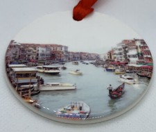 Venice Italy Canal Gondola Christmas Ornament Souvenir Travel Porcelain