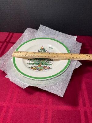 Vtg Set of 4 Spode Christmas Tree England Dessert Plates S-3324 7