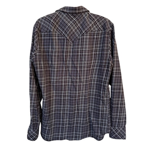 DIESEL Flannel Shirt Mens XL Grey Plaid Pearl Snap Long Sleeve Western Grunge - Picture 2 of 7