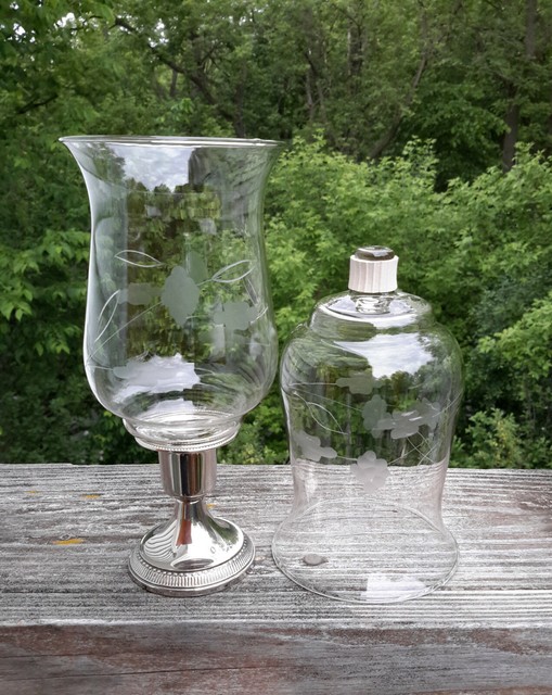 2 HOMCO Etched Flower & Leaf PEG Votive Cup Candle Holders W/New
