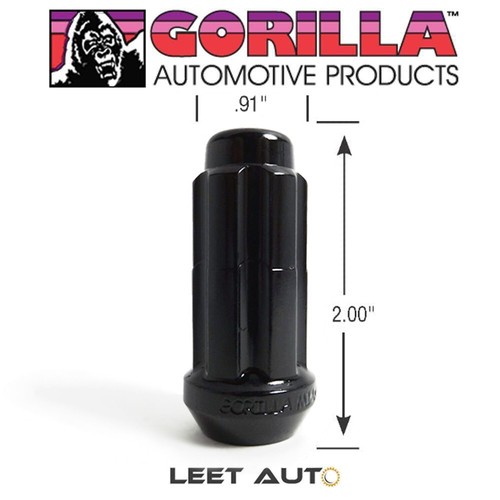(32) Gorilla Lug Nuts, 14mm x 2.00, Black, Spline Drive, Duplex, K8TS-14200BGR - Picture 2 of 6