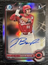 2022 Bowman Draft Chrome Pick Autographs Black Justin Boyd Auto /75 Cincinnati
