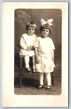 Antique RPPC Children Veron Mildred Widaman Real Photo Postcard Bow Shoe Fashion