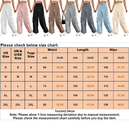 Ladies Trousers Pockets Sweatpants Women Casual Straight Leg Fitness Loose - Picture 2 of 37