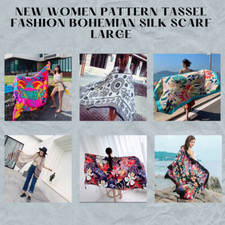 New Women Pattern Tassel Fashion Bohemian Silk Scarf Large