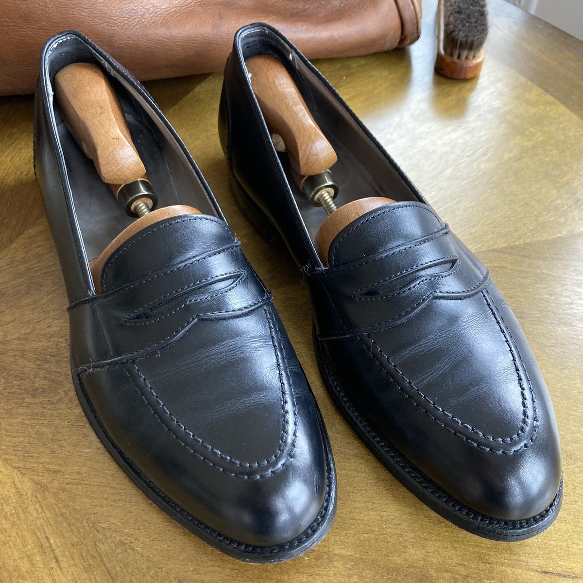 Alden 681 Full Strap Penny Loafer Dress Shoes Black Leather V 