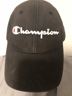 MENS CHAMPION BLACK ADJUSTABLE HAT CAP SNAPBACK