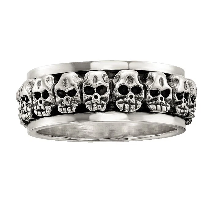 Esqueletos y calaveras Banda Anillos de Plata de ley para hombres