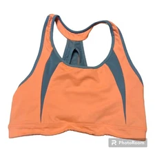 Athleta Sports Bra Womens Small Sting Stunner Orange Gray Athletic Yoga Running 