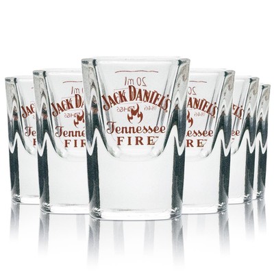 6x Jack Daniels Whiskey Fire Shot Glas Kurze Gläser NEU OVP Schnaps 2cl Jacky