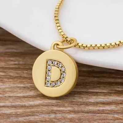 Round Initial Letter ''D'' Pendent 14k White Gold Plated Tester Pass Moissanite