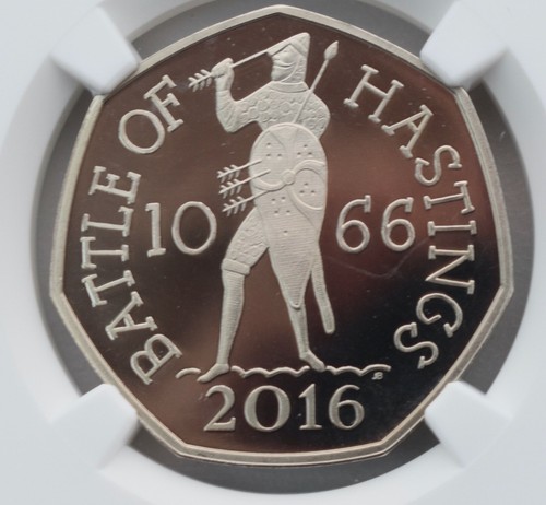 2016 50p Battle Hastings Fifty Pence Proof NGC PF69 Great Britain - Picture 2 of 3