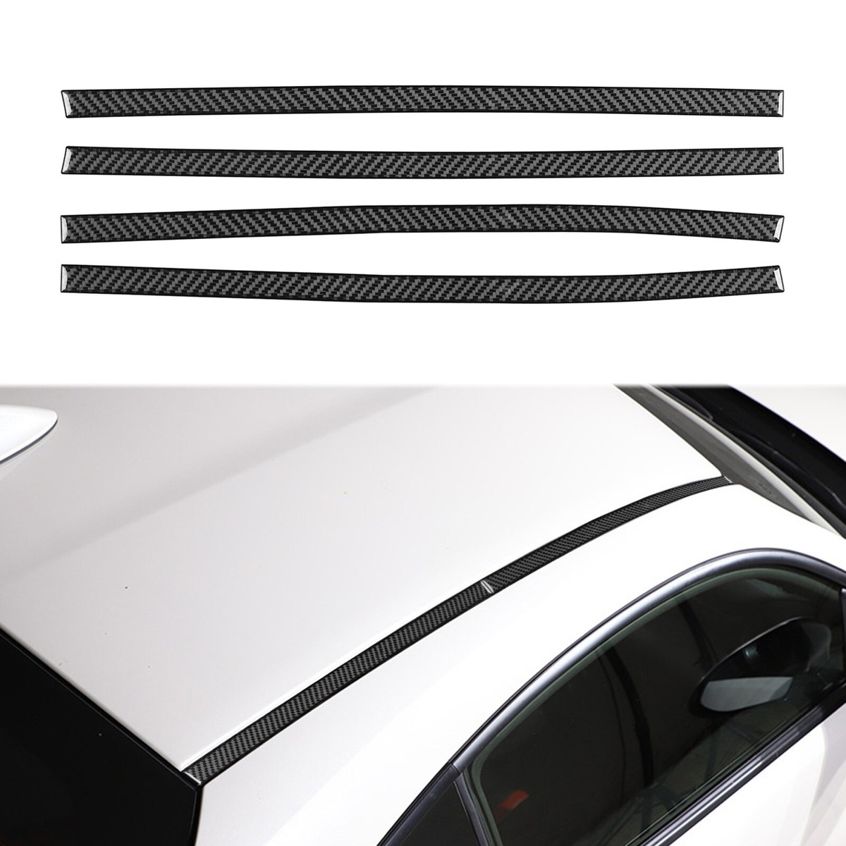 2-Piece Carbon Fiber Roof Drip Molding Trim Covers For Subaru - 5 Year