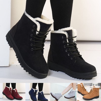 Damen Winter Wasserdicht Schneeschuhe Warm Stiefel Stiefeletten Flache Boots Er
