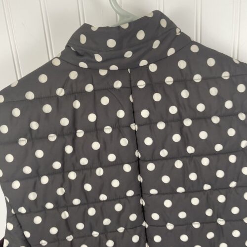 Loft Womens Charcoal Gray Polka Dot Quilted Puffer Full Zip Vest Size Medium - Picture 6 of 11